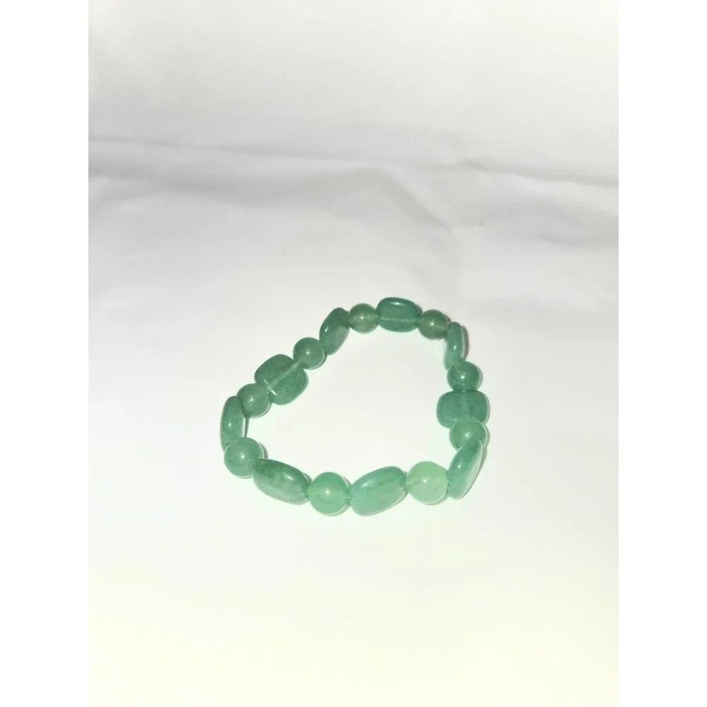 Blue Art Glass Starfish Pendant Beaded Necklace & Green Stretch Bracelet Set